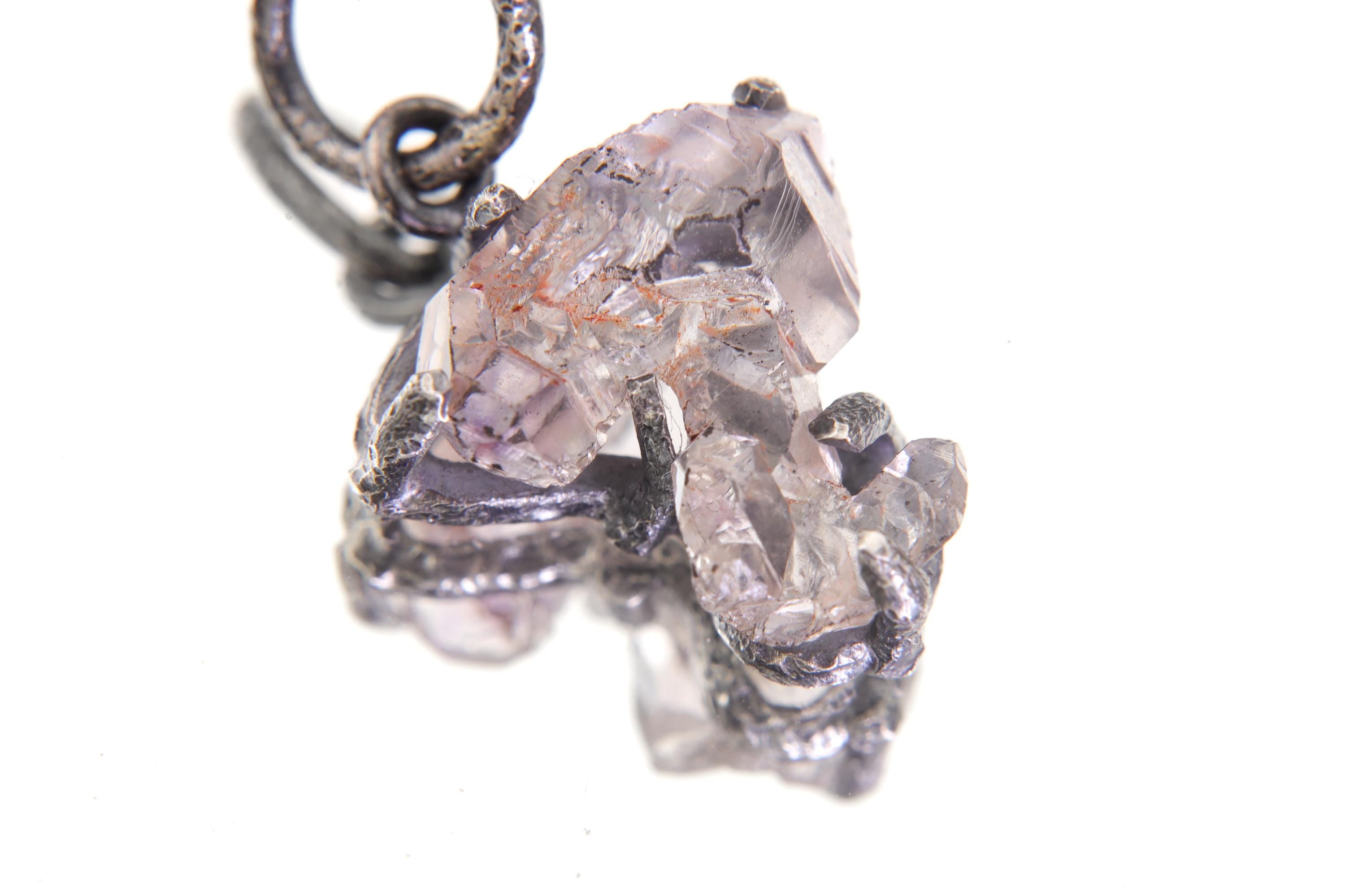 Twin Double Terminated Herkimer Diamond Pendant Sterling Silver, Raw Quartz Crystal Necklace, Crown Chakra Energy Zodiac Gemini Aries Gift