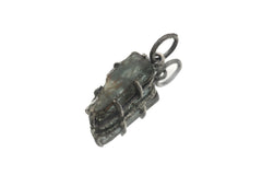 Raw Blue Tourmaline Pendant, Oxidized Sterling Silver Claw Setting