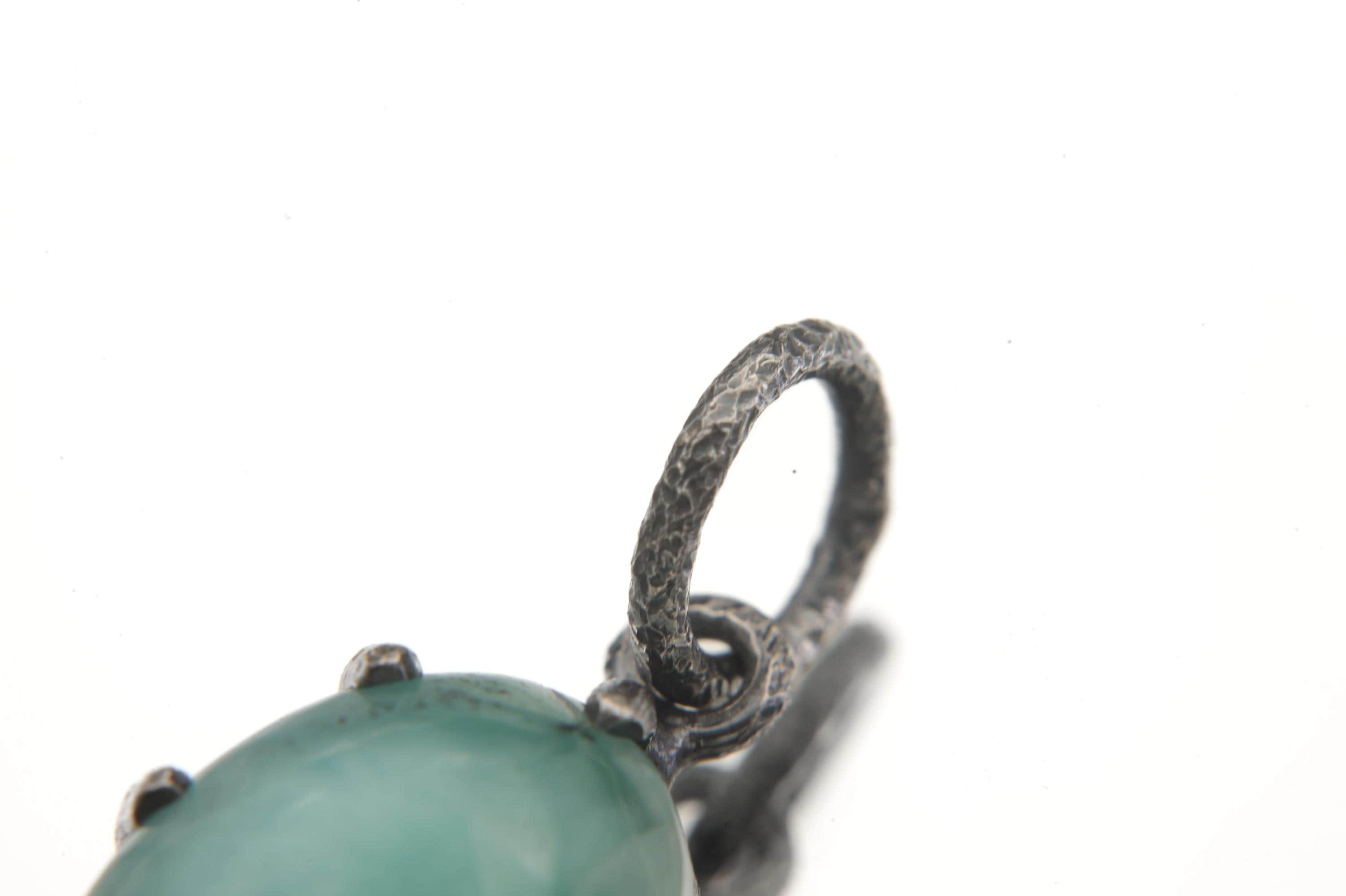 Larimar Pendant 925 Sterling Silver Oxidized Claw Necklace Throat Chakra Pisces Leo Ocean Jewelry Gift