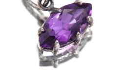 Amethyst Eye Pendant, Oxidized 925 Silver, Sand Texture