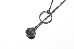 Raw Black Tourmaline Pendant Necklace, Oxidized 925 Silver, Adjustable Amulet