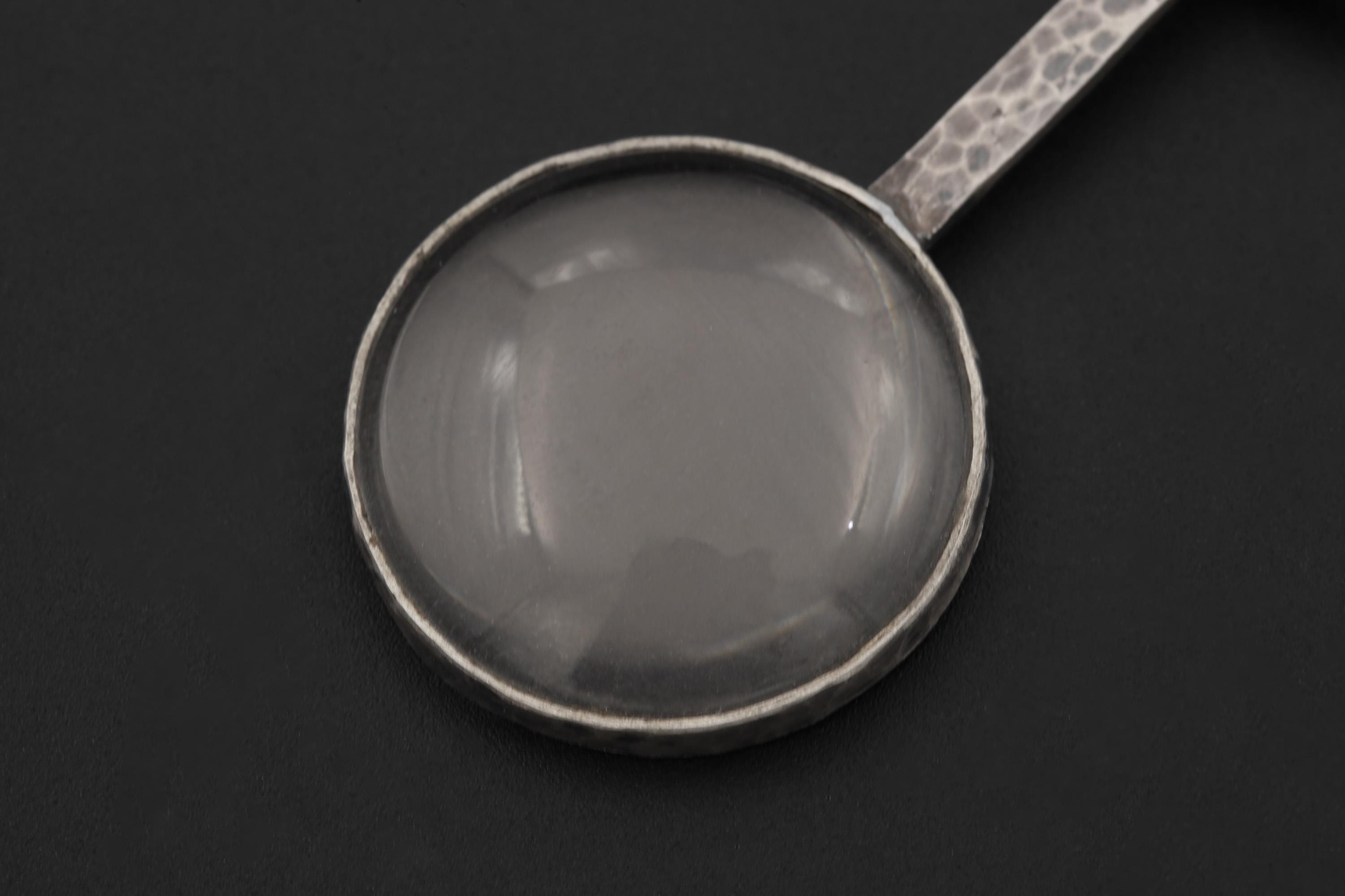 Himalayan Lemurian Laser Quartz Pendant, 925 Silver Functional Jewelry, 5x Magnifying Glass Fire Starter, Hammered Oxidized Silver