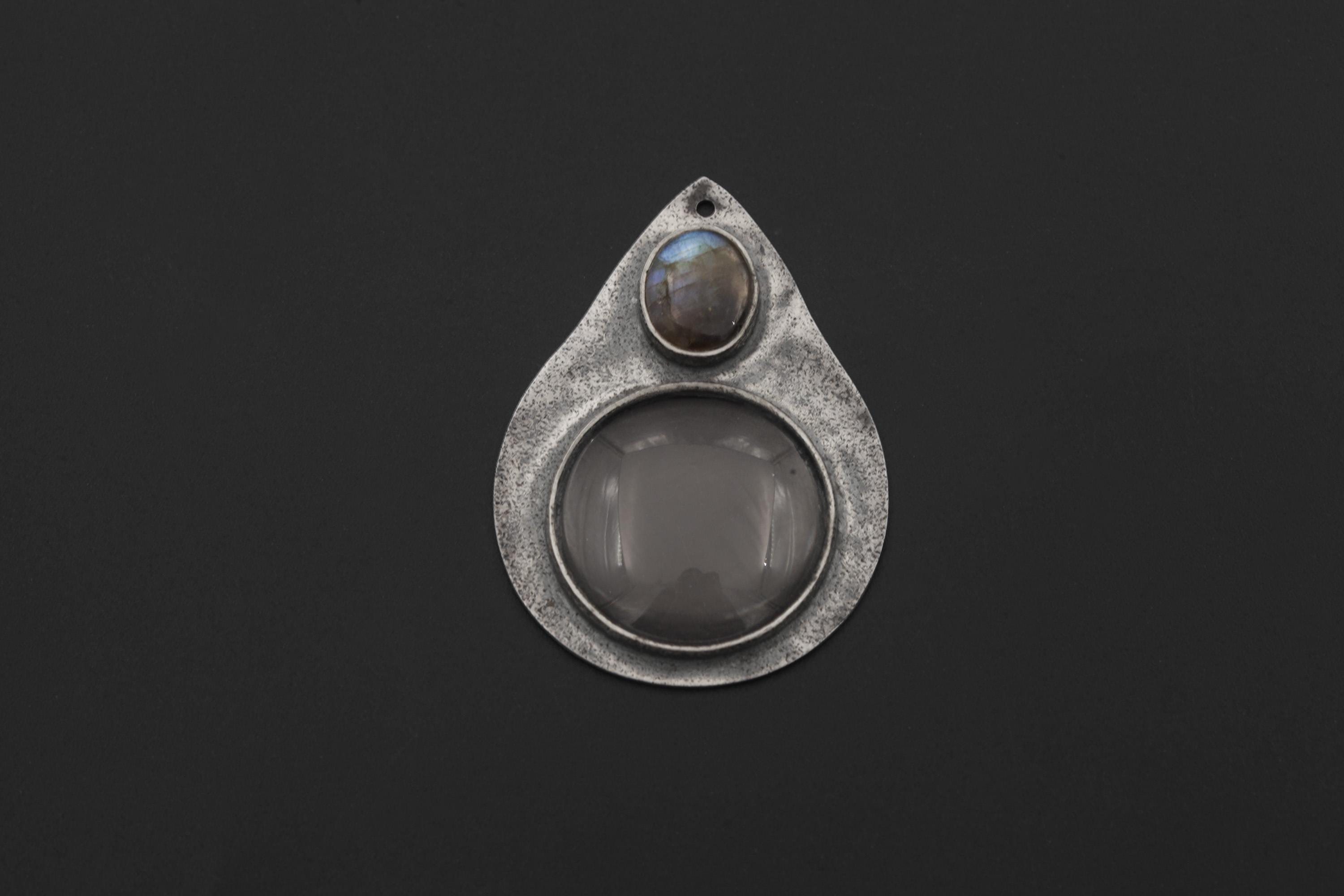 Labradorite Magnifying Glass Pendant, 925 Silver Fire Starter, Artisan Jewelry
