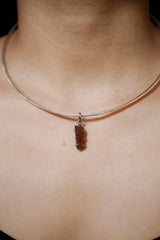 Tabular Gem Orange Kyanite Specimen Pendant, 925 Silver, Root Chakra Healing Stone, Boho Statement Pendant, Oxidized Hammer Finish