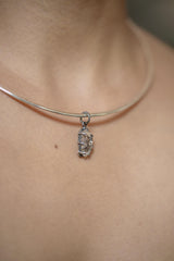 Double terminated Faden Quarts with Petroleum Inclusions Specimen Pendant, Crystal Jewelry,Crown Chakra,Oxidized Finish