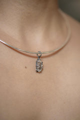 Faden Quartz Pendant, Petroleum Inclusions, Sterling Silver, Crown Chakra