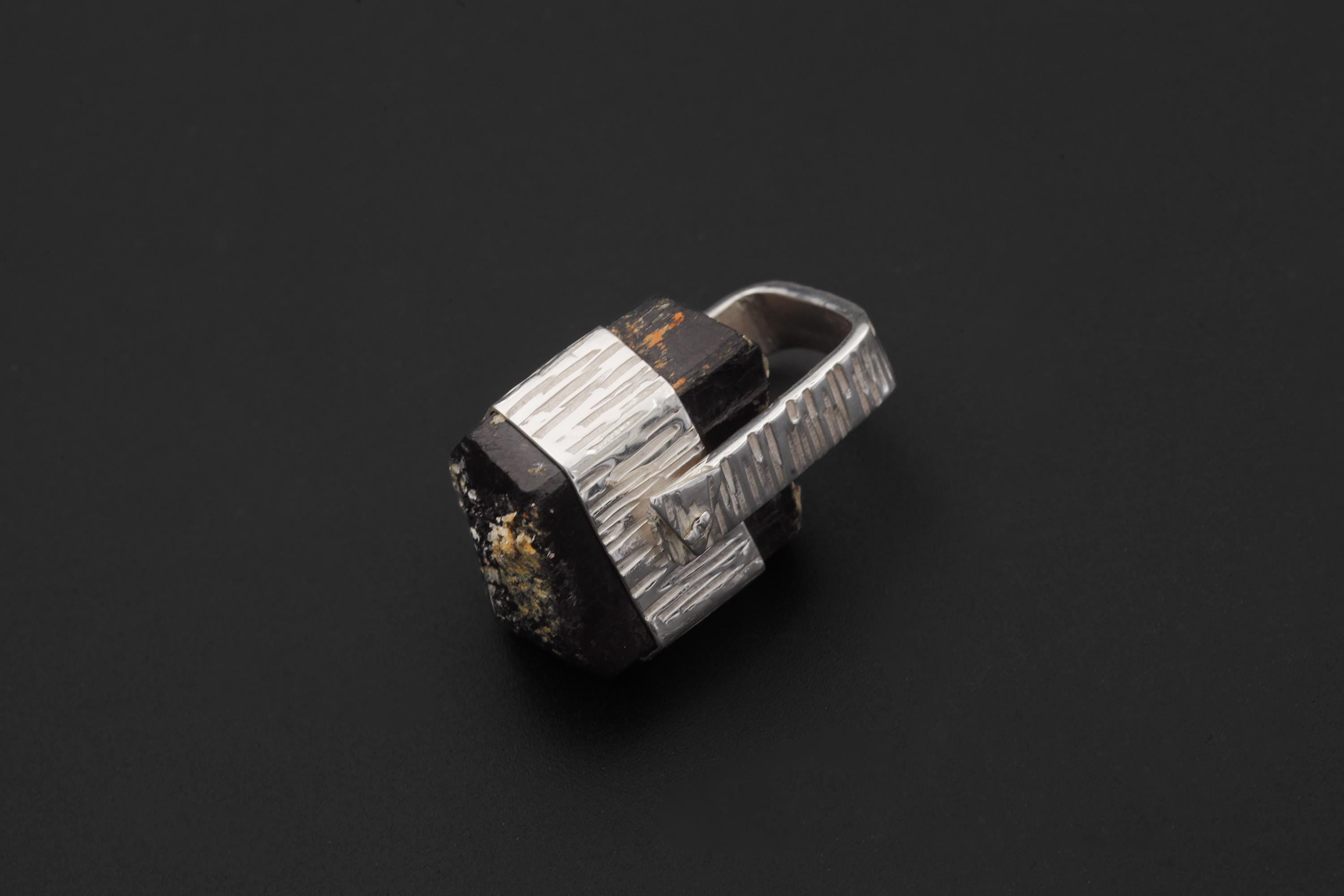 Himalayan Double Terminated Raw Hexagonal Black Tourmaline Specimen Pendant, 925 Silver Wrap, High Shine, Root Chakra Protection Jewelry