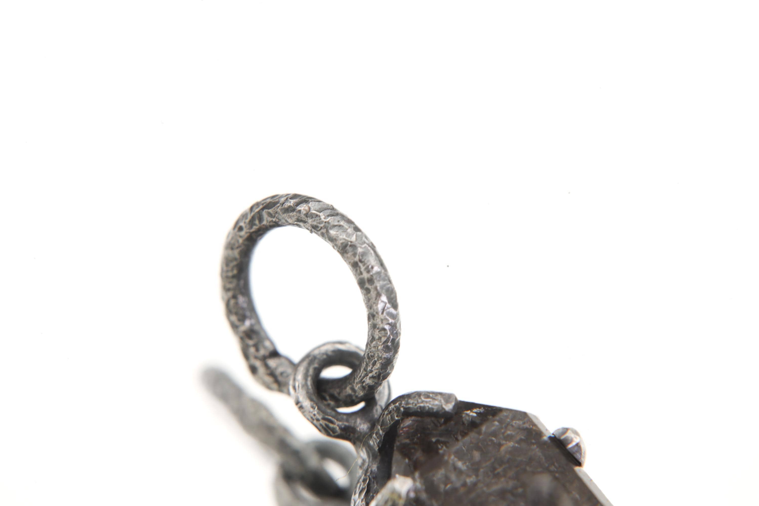 Tibetan Petroleum Inclusion Quartz Pendant High Grade Tabular Crystal Oxidised Silver Claw Setting Crown Chakra Jewelry