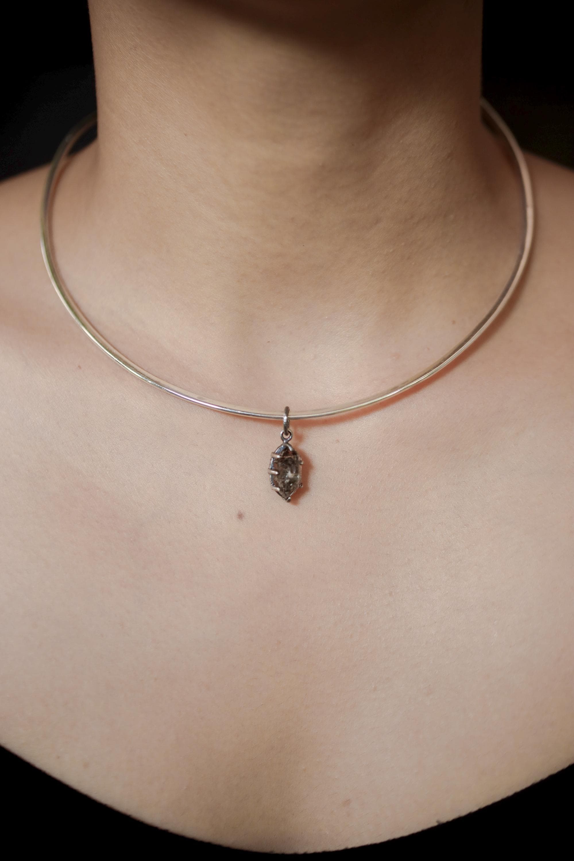 Tibetan Petroleum Inclusion Quartz Pendant High Grade Tabular Crystal Oxidised Silver Claw Setting Crown Chakra Jewelry