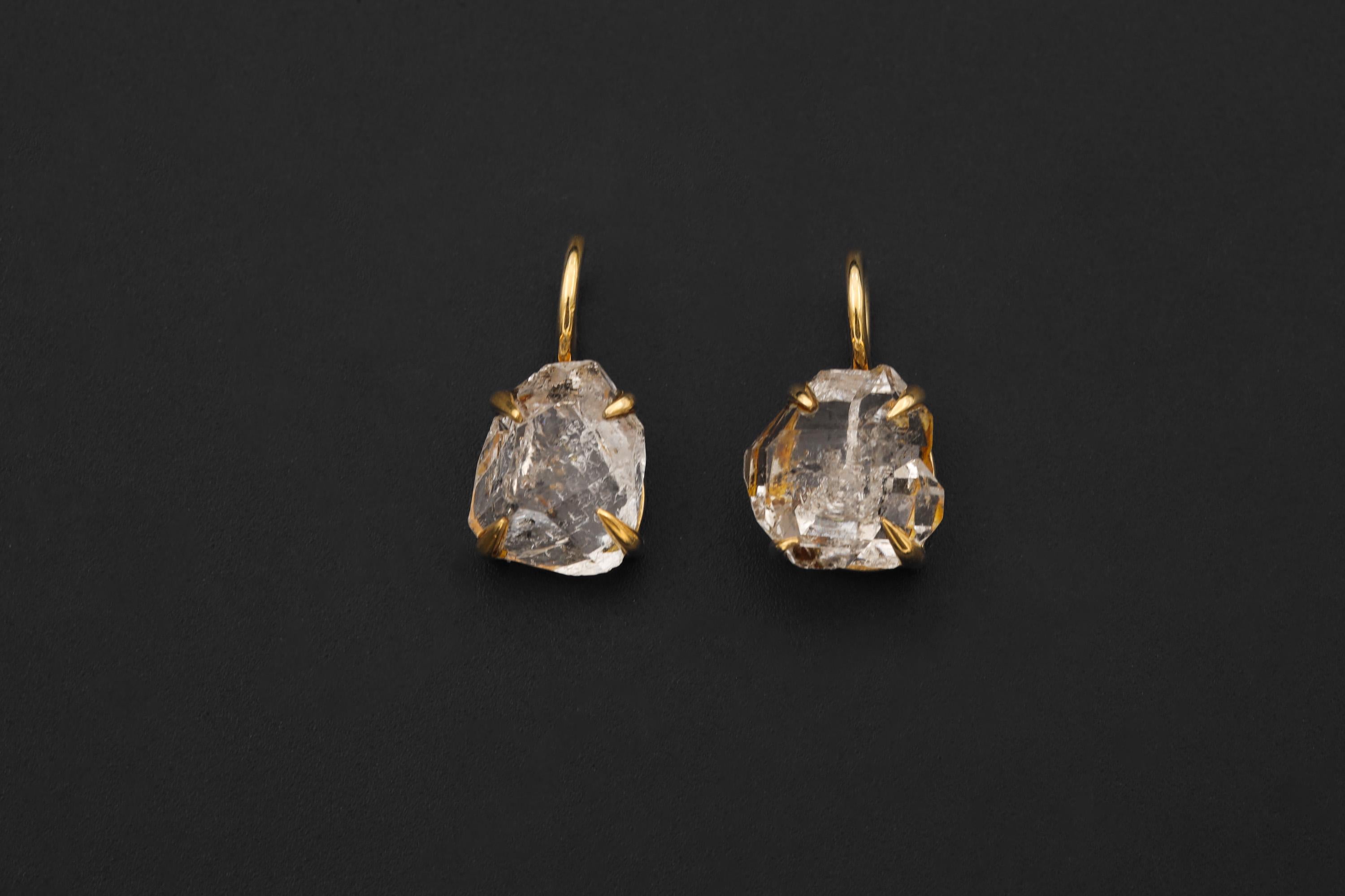 Herkimer Diamond Pendant 18k Gold Plated 925 Sterling Silver Raw Quartz Claw Necklace Crown Chakra Gift