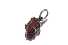 Natural Gem Pink tourmaline (Rubellite) wand Pendant, Sterling Silver Claw Setting, Hammer Texture, Heart Chakra, Handmade Healing Jewelry