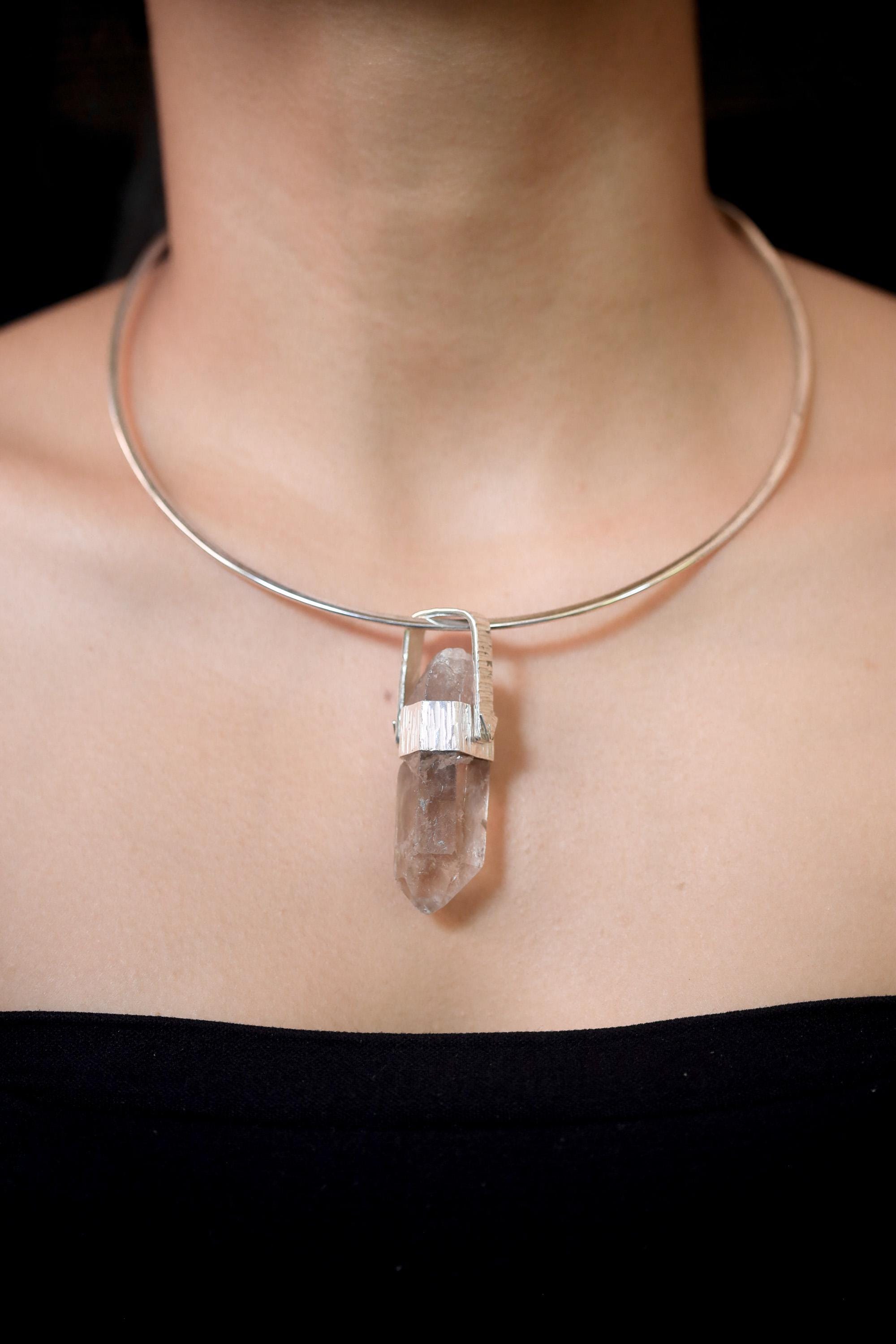Hand Fossicked Smoky Quartz Point Pendant, 925 Silver, Minimalist