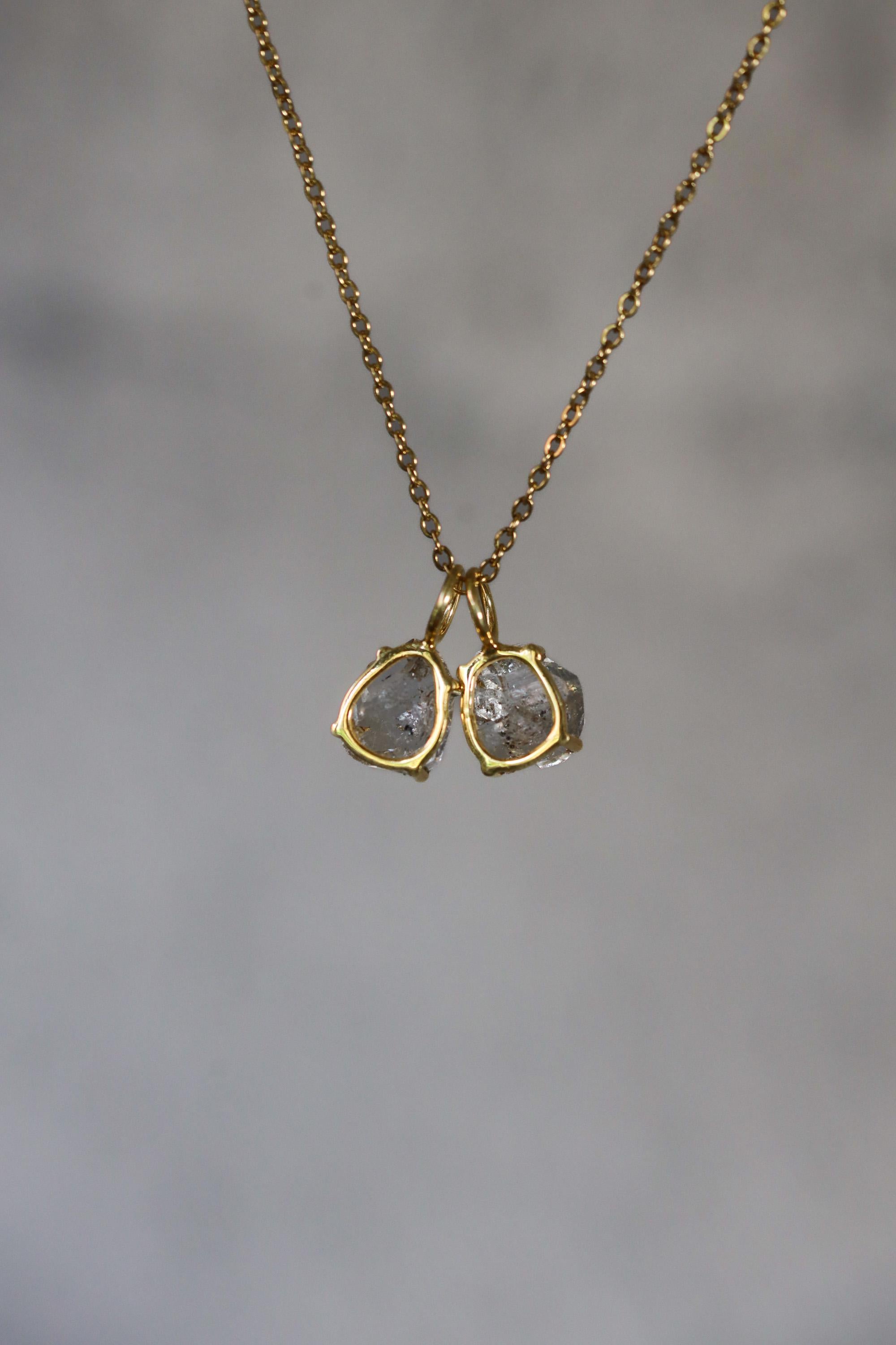 Herkimer Diamond Pendant 18k Gold Plated 925 Sterling Silver Raw Quartz Claw Necklace Crown Chakra Gift