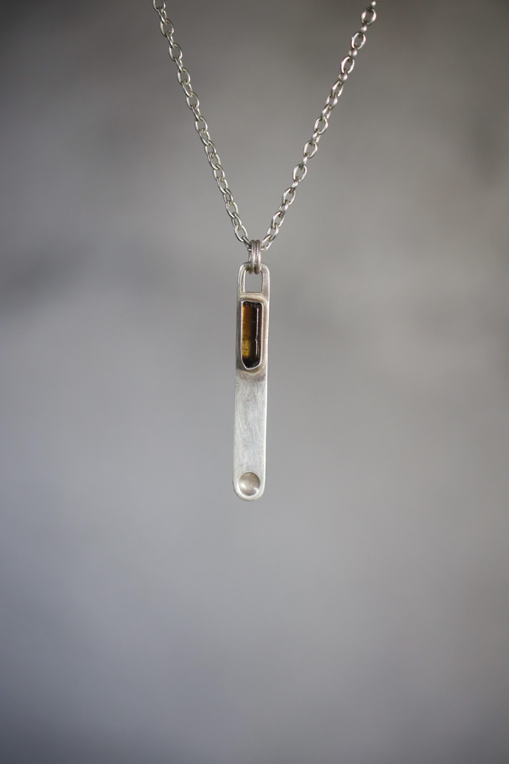 Natural Brown Dravite Tourmaline Wand Pendant, 925 Silver Spoon Design, High Shine Finish, Round Bail, Root Chakra Crystal, Grounding Gift