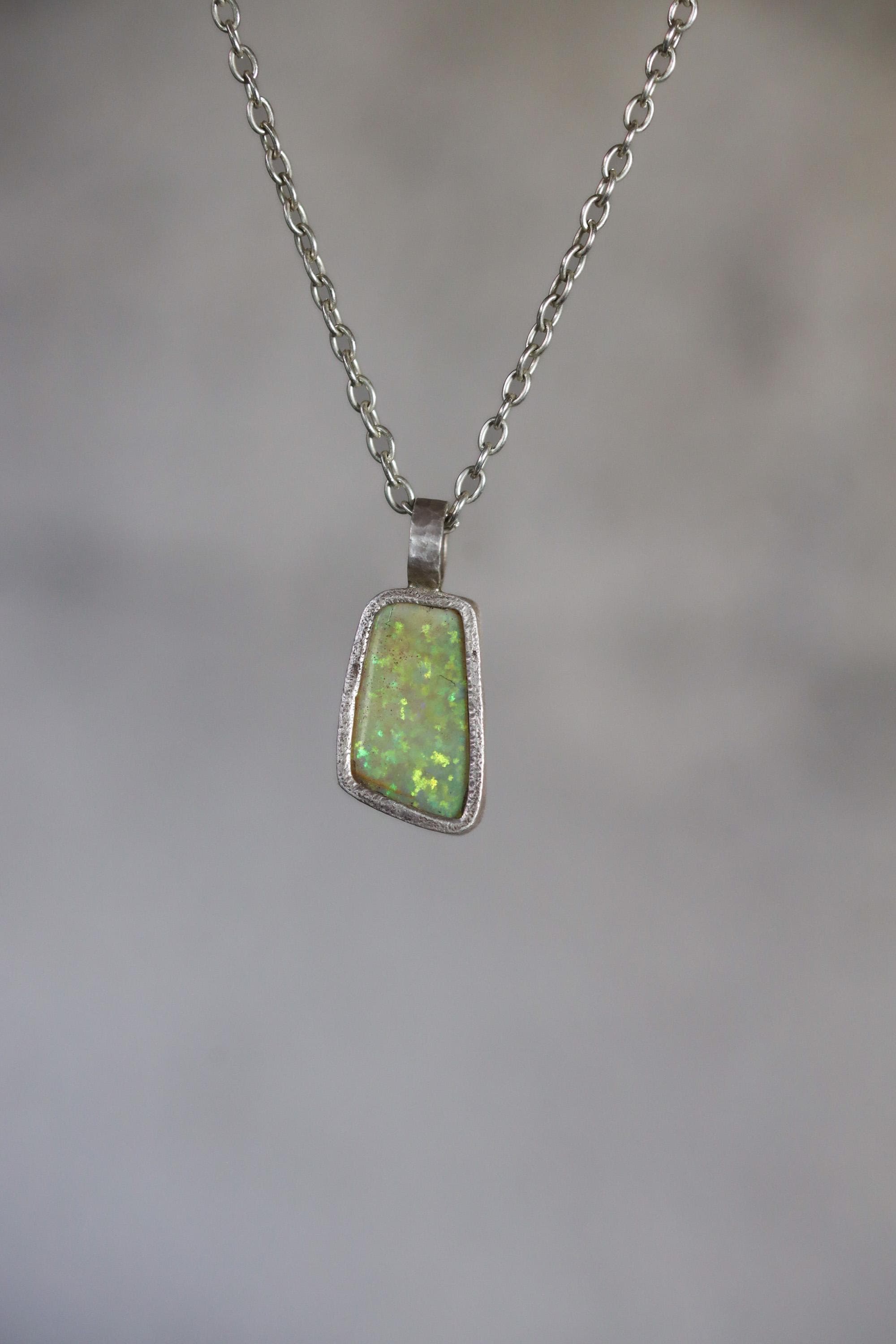 Lightning Ridge Opal Pendant, 22ct Australian Opal, 925 Silver