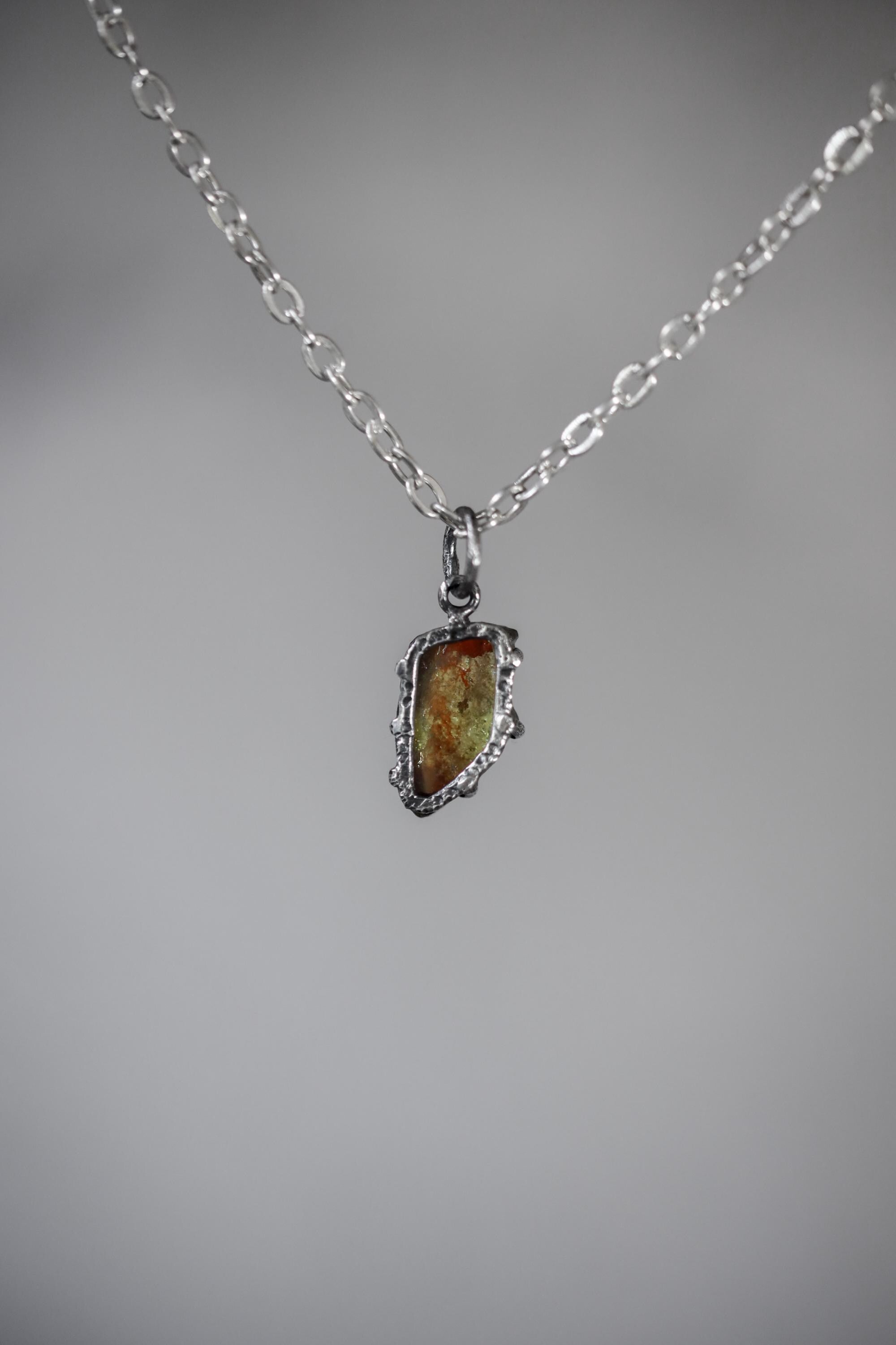 Watermelon Tourmaline Pendant, Oxidized Sterling Silver, Claw Setting