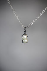 Unique Natural Double Twin Pearl Specimen Pendant, Grade Baroque Pearl, 925 Oxidized Silver, Feminine Energy, June Birthstone Jewelry