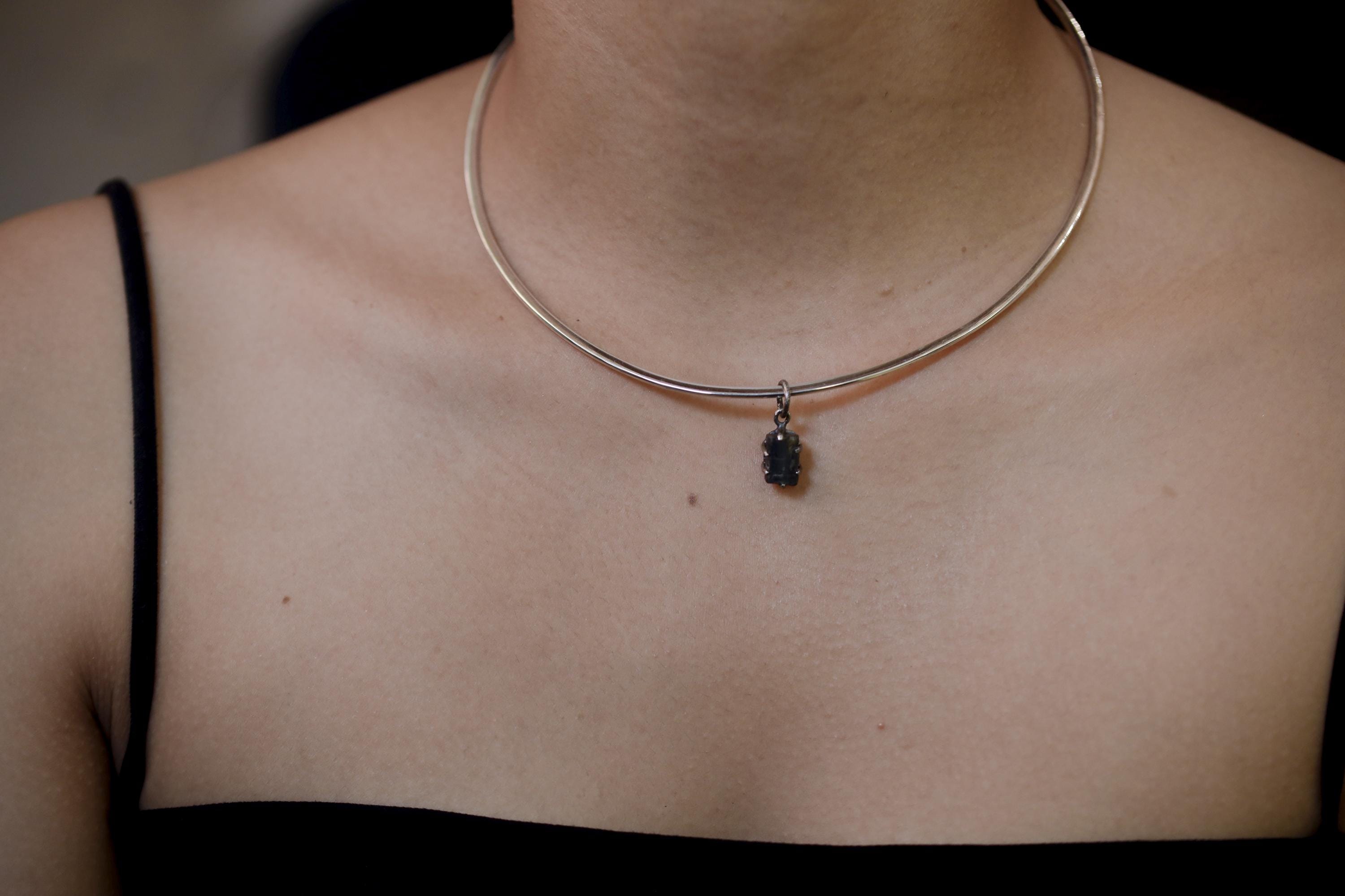 Ocean Kyanite Pendant, 925 Silver, Hammer Texture, Oxidized Finish, Claw Setting, Round Bail, Throat Chakra, Boho Healing Crystal Pendant