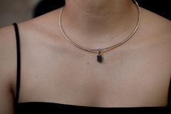 Ocean Kyanite Pendant, 925 Silver, Hammer Texture, Oxidized Finish, Claw Setting, Round Bail, Throat Chakra, Boho Healing Crystal Pendant