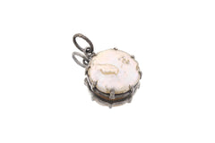 Hammered Sterling Silver Pearl Pendant, Oxidized Finish, June Birthstone