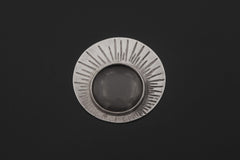 925 Silver Sun Motive Fire Starter Pendant, Functional 5x Magnifying Glass, Scratch Textured Oxidized Finish, Woven Chain, Solar Jewelry