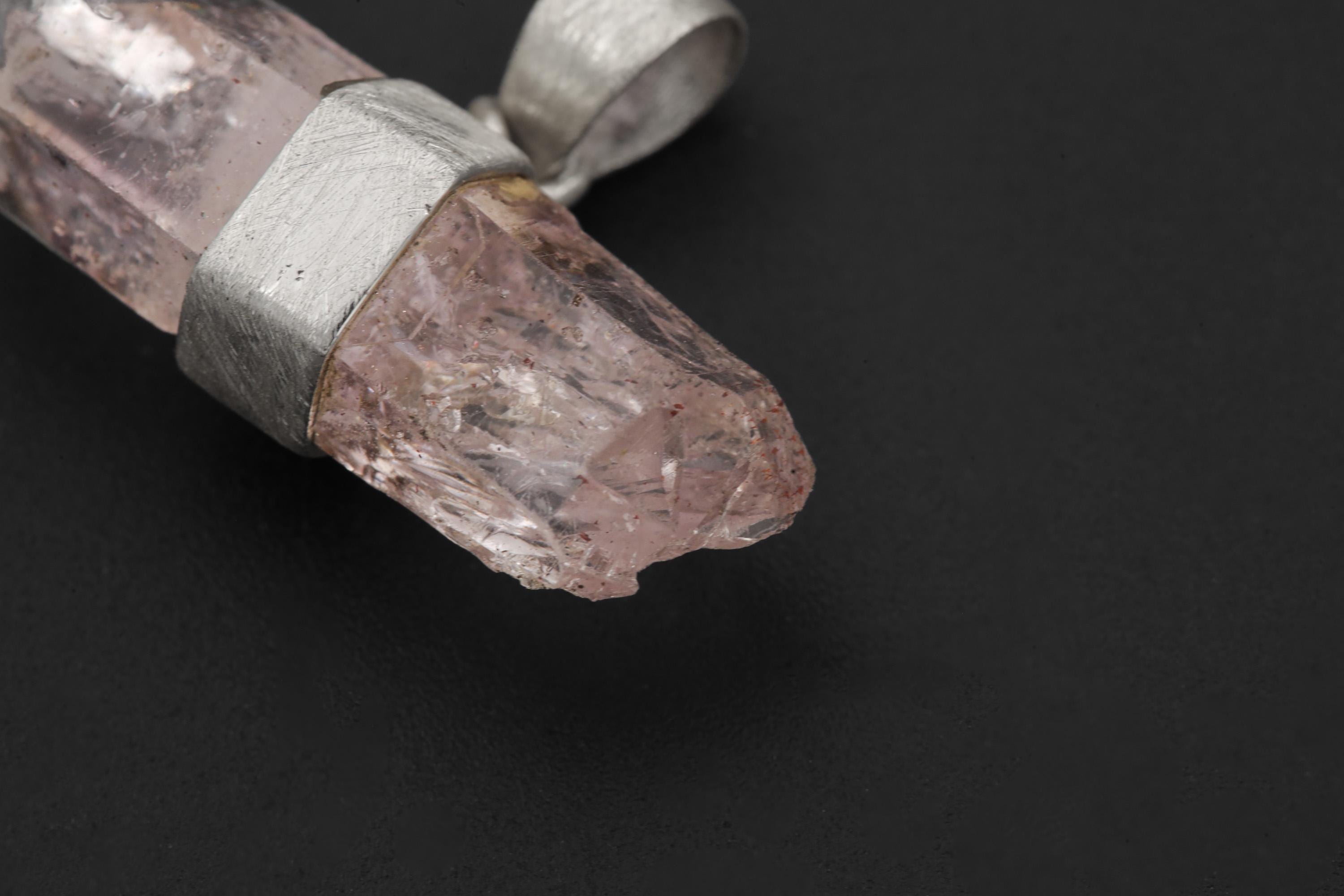Vera Cruz Amethyst Pendant 925 Sterling Silver Double Terminated Anhydro Crystal Point Crown Chakra Necklace