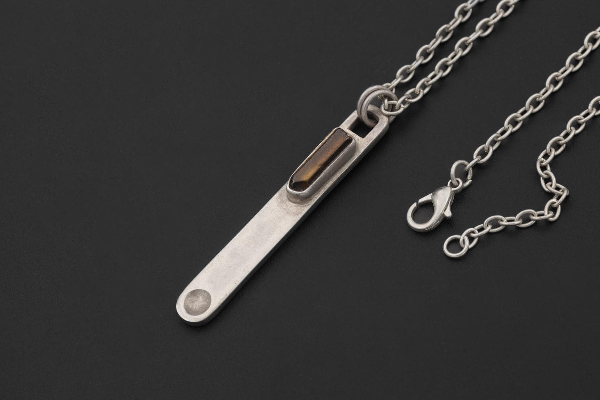 Natural Brown Dravite Tourmaline Wand Pendant, 925 Silver Spoon Design, High Shine Finish, Round Bail, Root Chakra Crystal, Grounding Gift