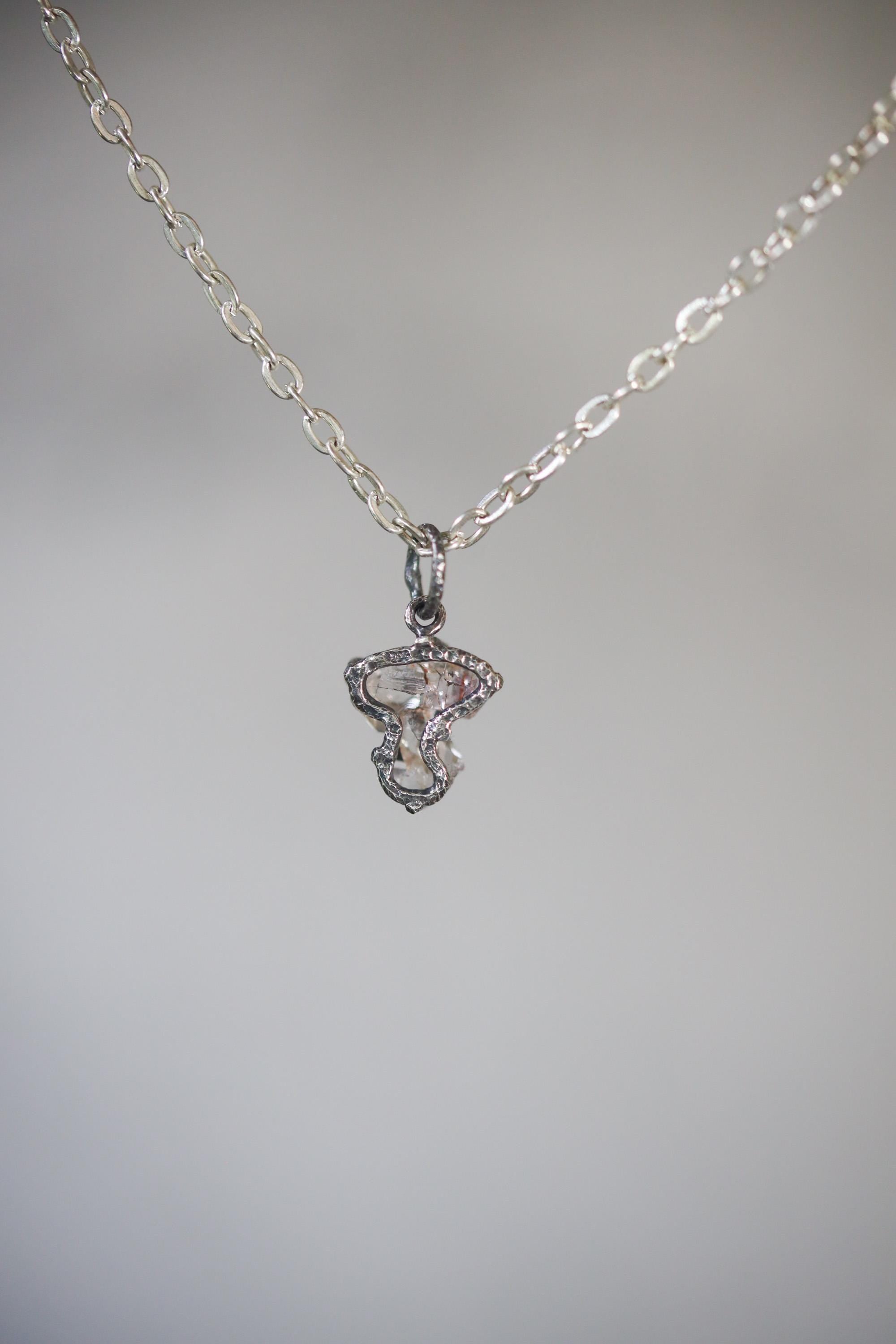 Herkimer Diamond Pendant, Twin Crystal, Sterling Silver Necklace
