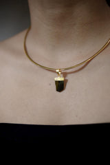 Raw Green Tourmaline Pendant, 18K Gold Plated Silver, Heart Chakra Jewelry