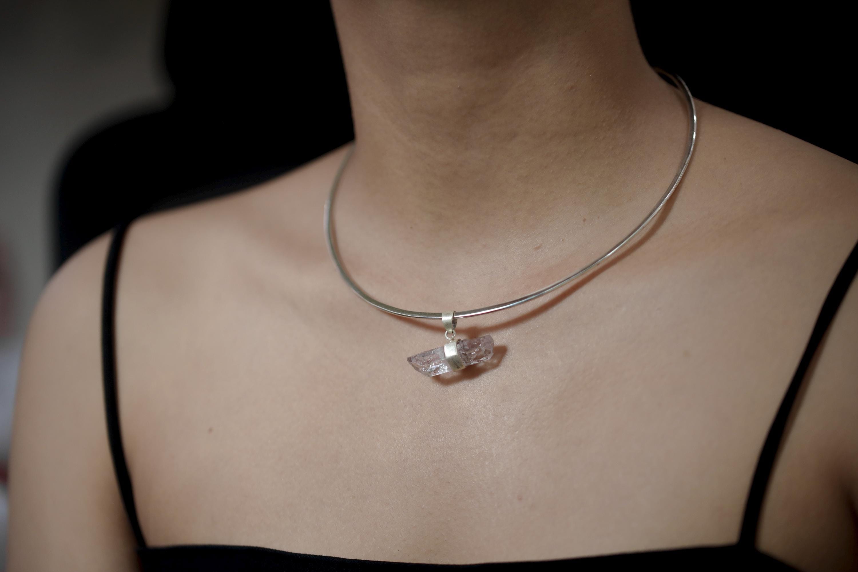 Vera Cruz Amethyst Pendant 925 Sterling Silver Double Terminated Anhydro Crystal Point Crown Chakra Necklace