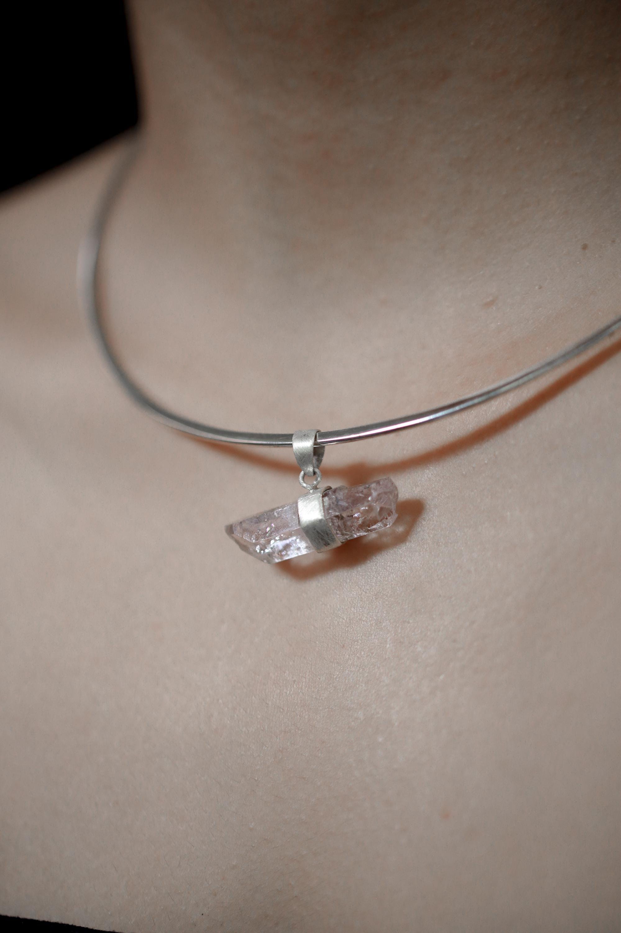 Vera Cruz Amethyst Pendant 925 Sterling Silver Double Terminated Anhydro Crystal Point Crown Chakra Necklace
