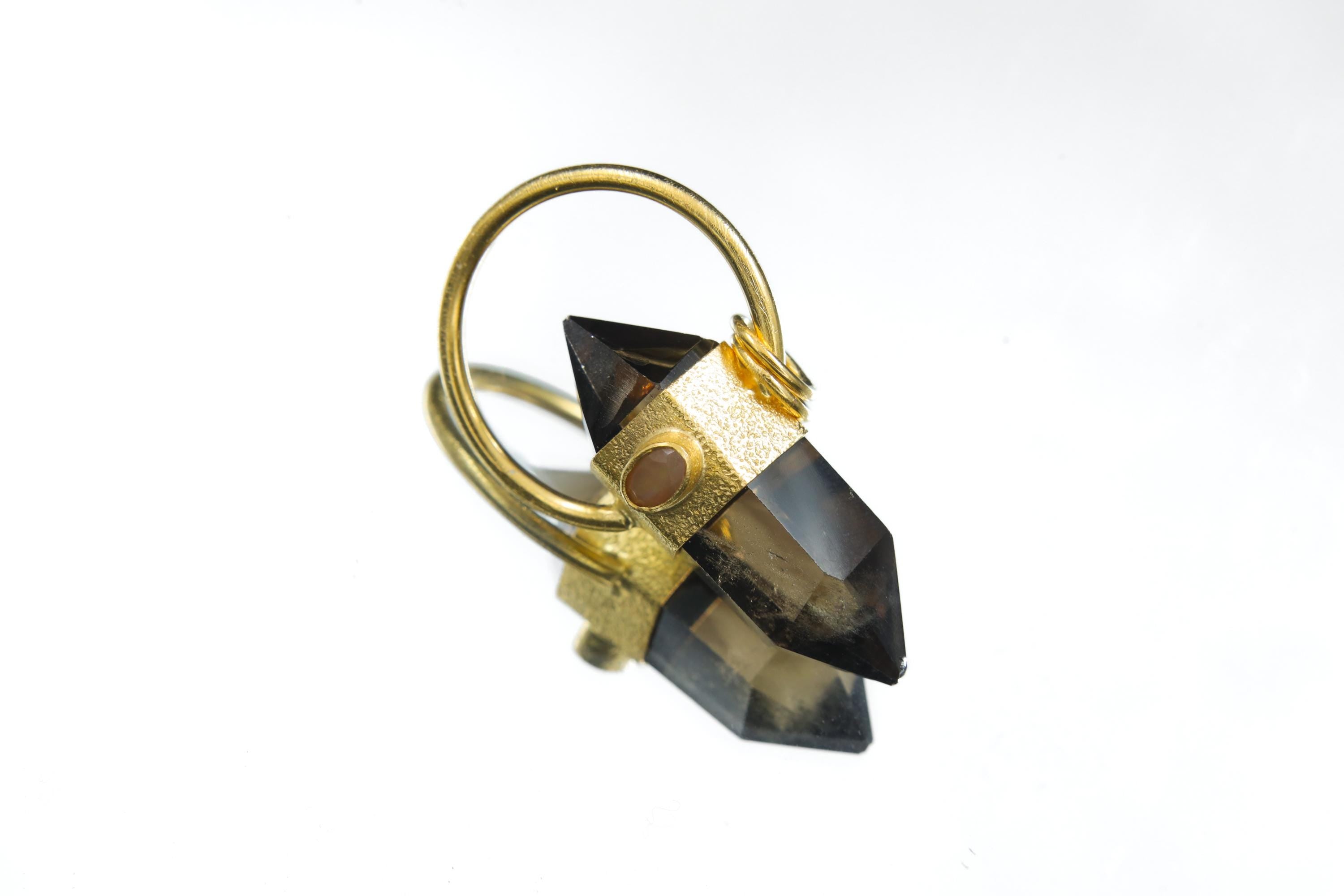 Citrine & Ethiopian Opal Pendant: 18K Gold-Plated Sterling Silver, Sagittarius Zodiac