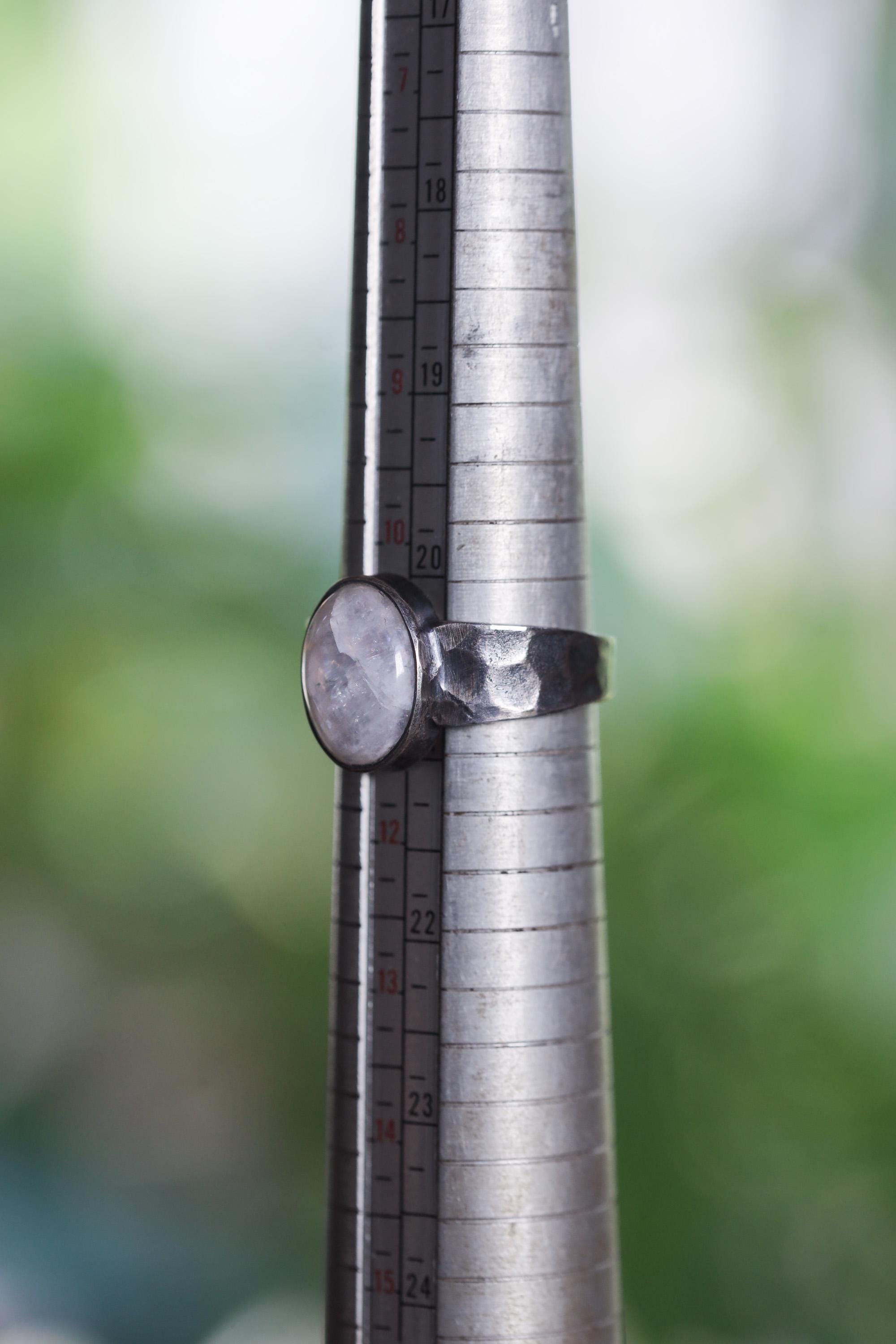 AAA Blue Moonstone Ring, 925 Oxidized Hammered Silver, Men's Size 11