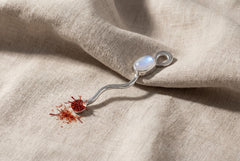 Blue Moonstone Spoon Pendant: 925 Sterling Silver Necklace