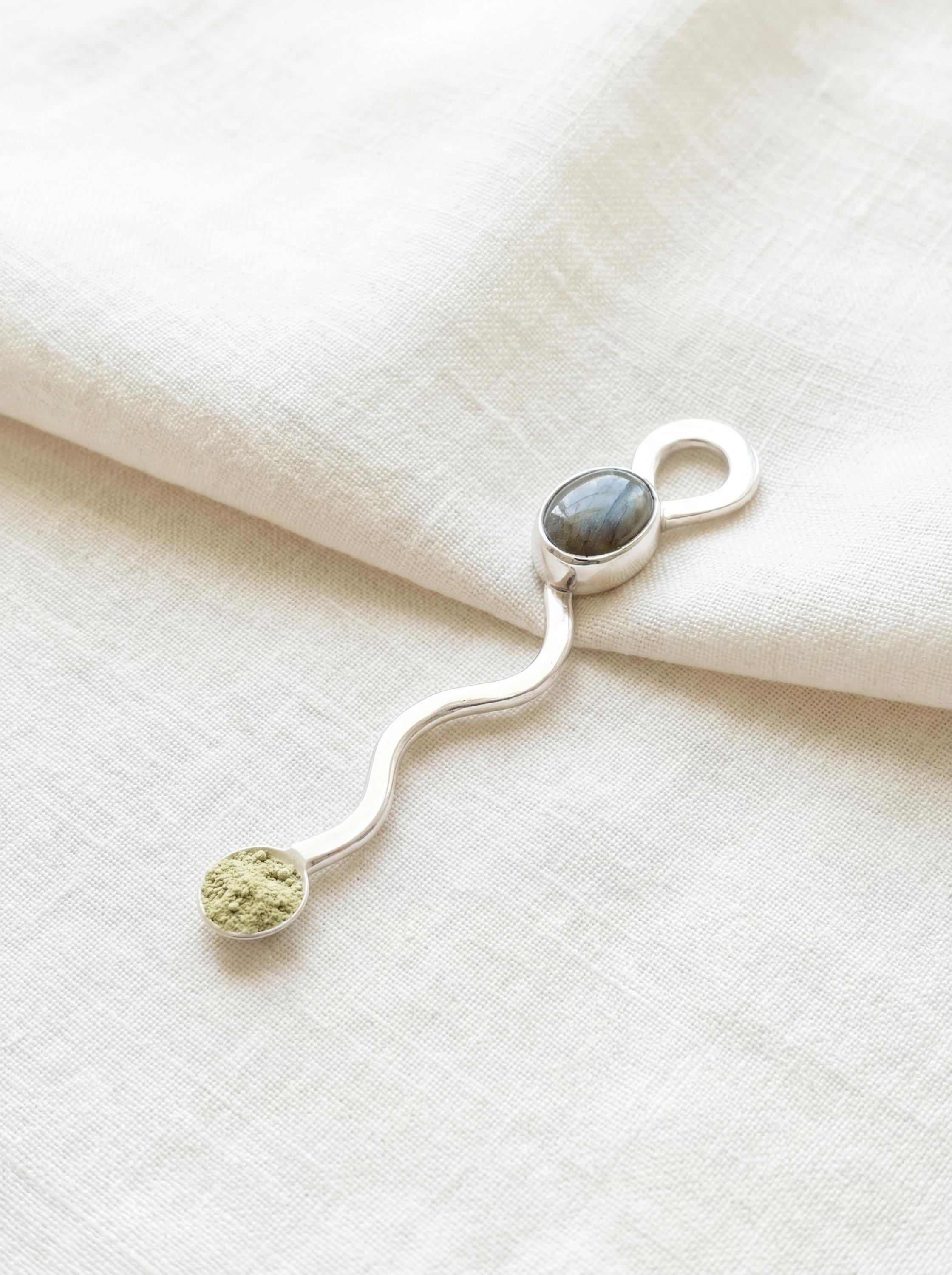 Labradorite Spoon Pendant 925 Sterling Silver Cast Fairy Spoon Wavy Crystal Necklace Third Eye Chakra Gift