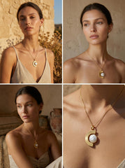 Gold Plated Sterling Silver Pearl Spinning Pendant Necklace