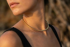 Textured Gold Plated Brass Choker: Boho Open Neck Collar