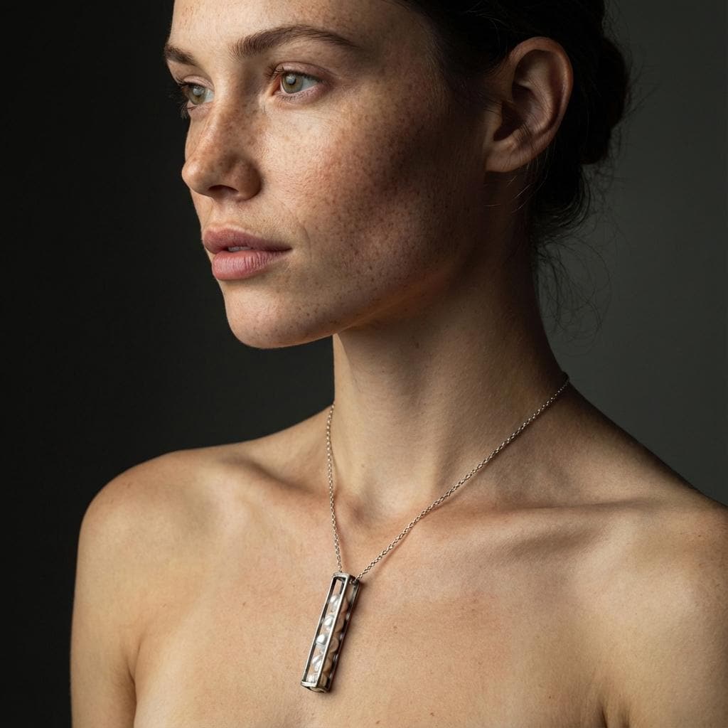 Oxidized Sterling Silver Pearl Cage Pendant Necklace: Hammered Silver