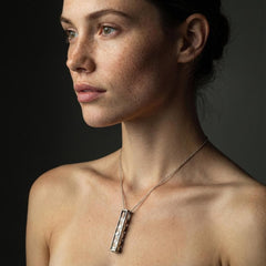 Oxidized Sterling Silver Pearl Cage Pendant Necklace: Hammered Silver