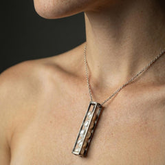 Oxidized Sterling Silver Pearl Cage Pendant Necklace: Hammered Silver