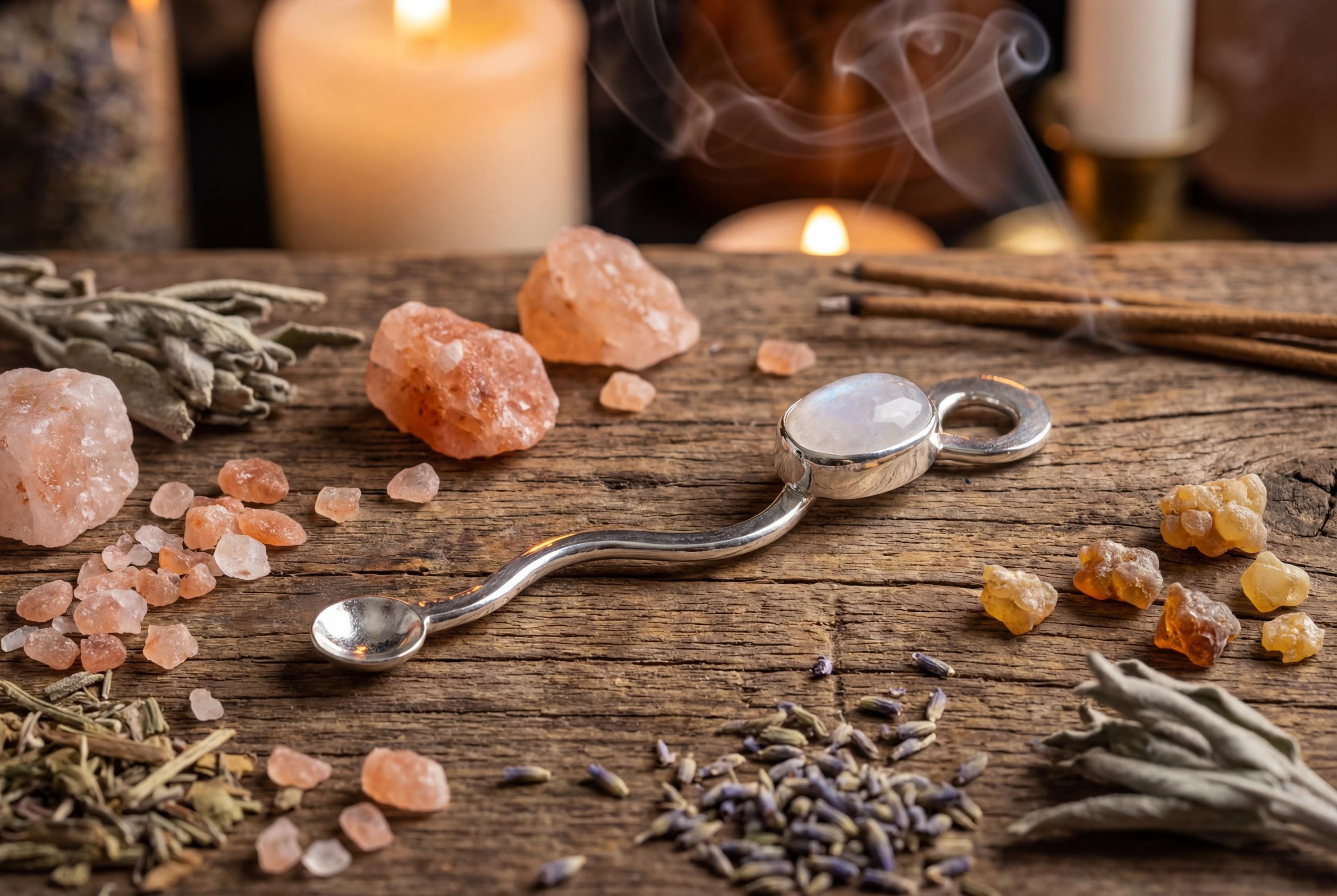 Blue Moonstone Spoon Pendant: 925 Sterling Silver Necklace