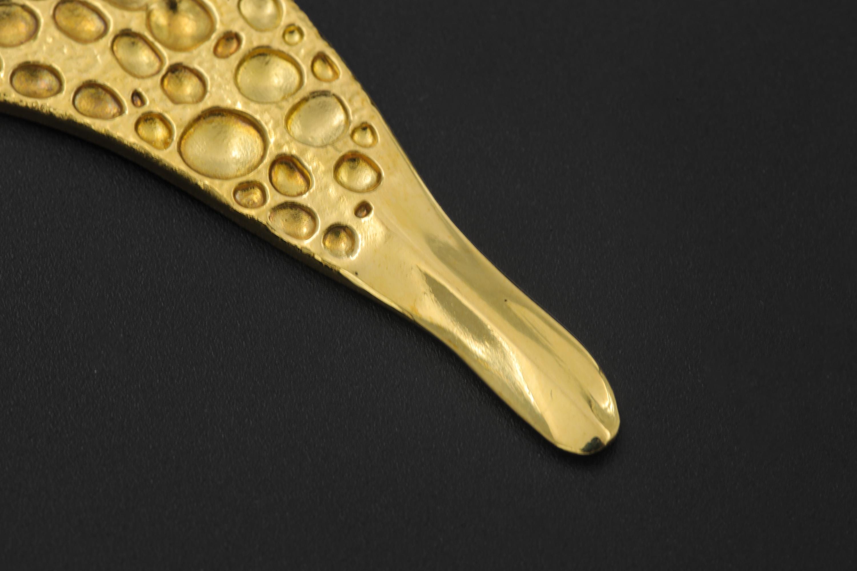 Golden Brass Spoon Pendant: Blue Moonstone Talisman, Wearable Ritual Tool