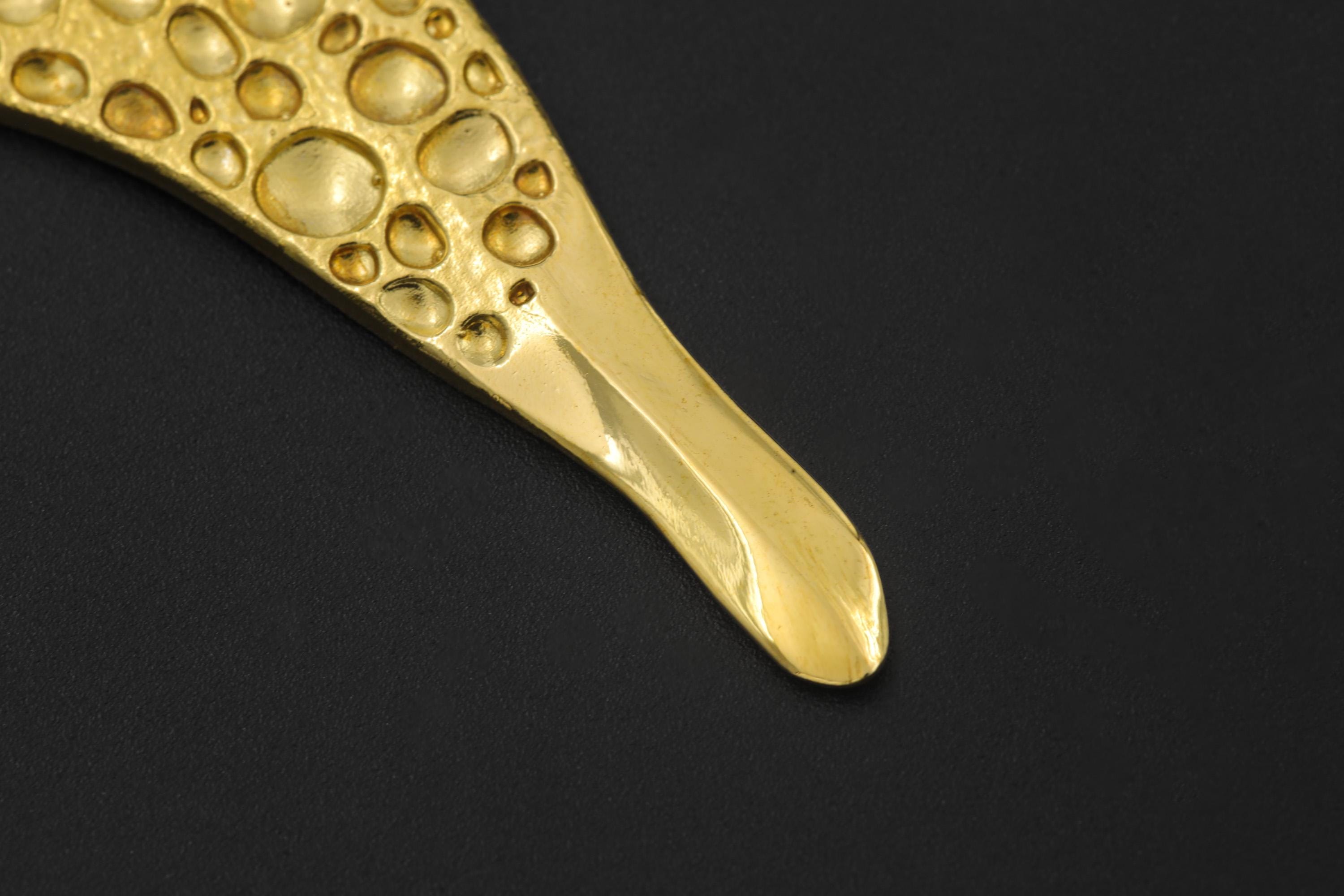 Gold Plated Spoon Pendant Amethyst Cast Brass Necklace Ritual Tool Crown Chakra Sculptural Jewelry Gift