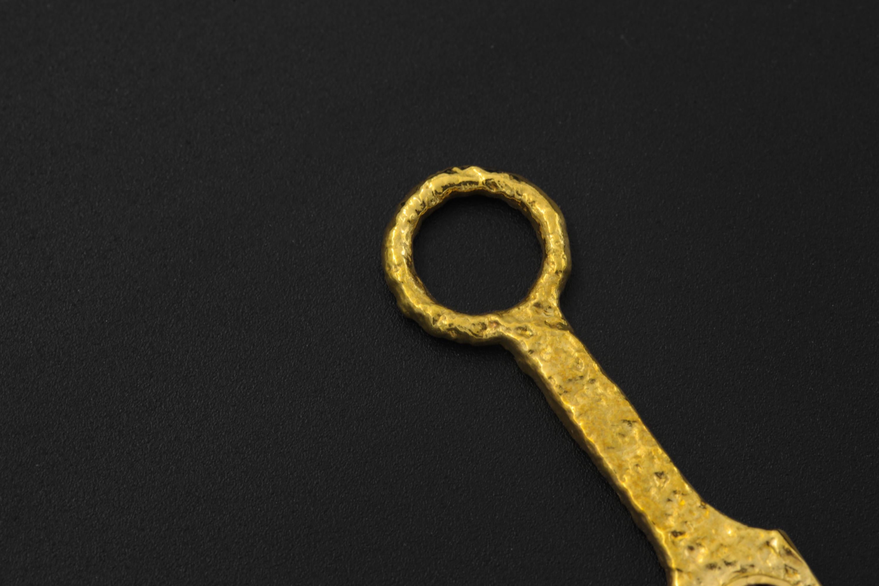 18k Gold Plated Brass Cutter Spoon Pendant, Faceted Garnet Talisman Necklace