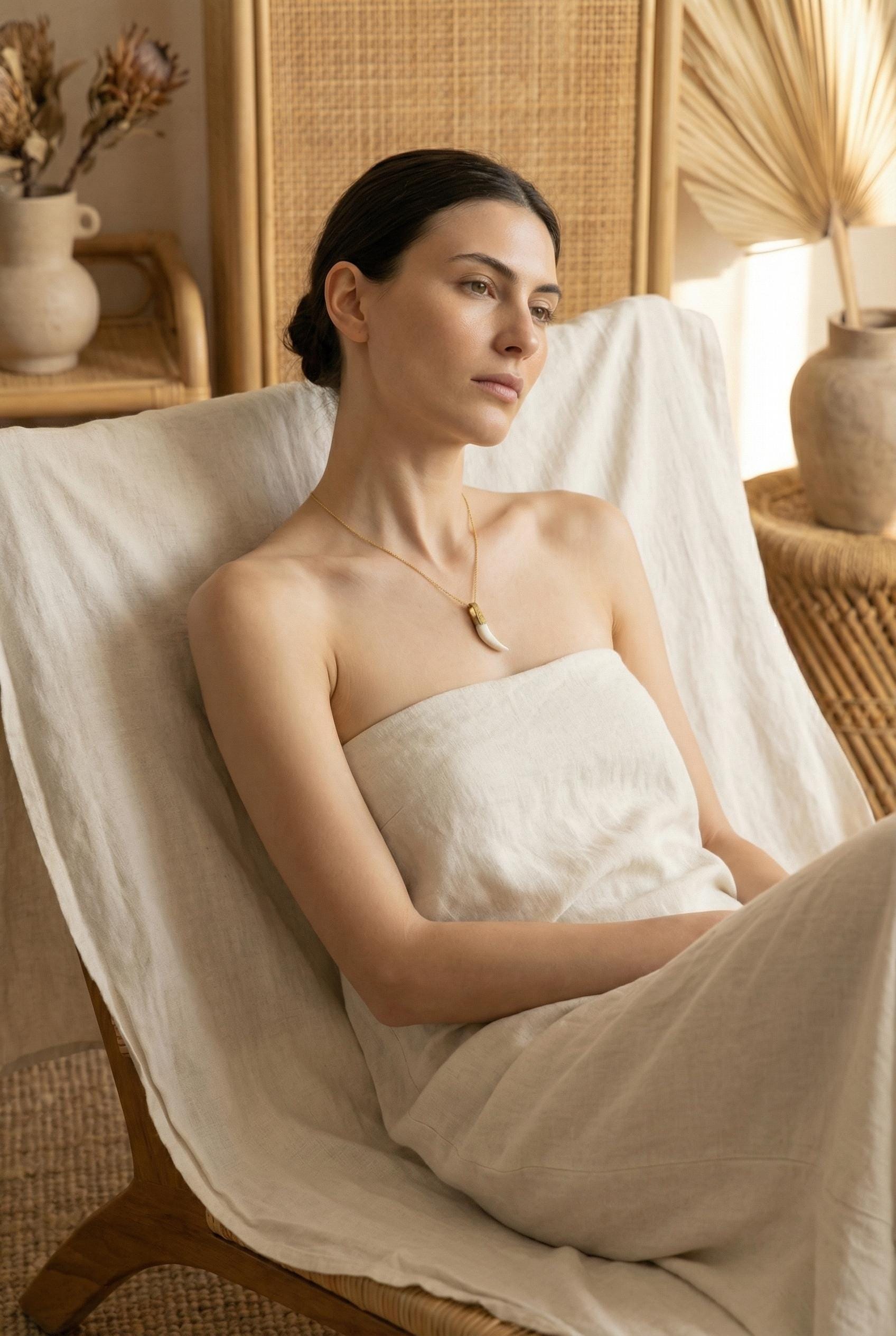 Vintage Tooth - Hammer Textured - Pivoting Brass Pin bail - One Fang Pendant