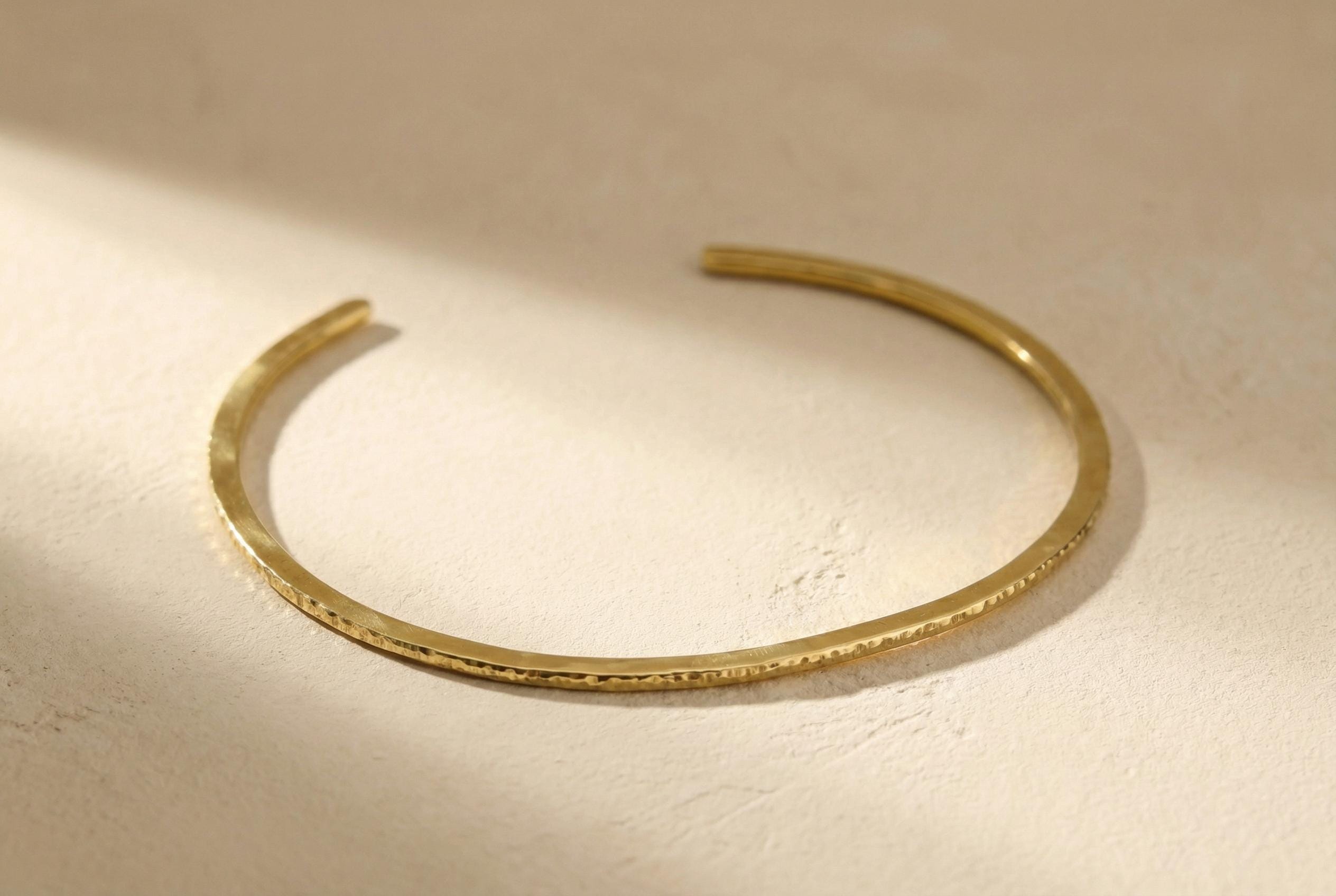 Textured Gold Plated Brass Choker: Boho Open Neck Collar