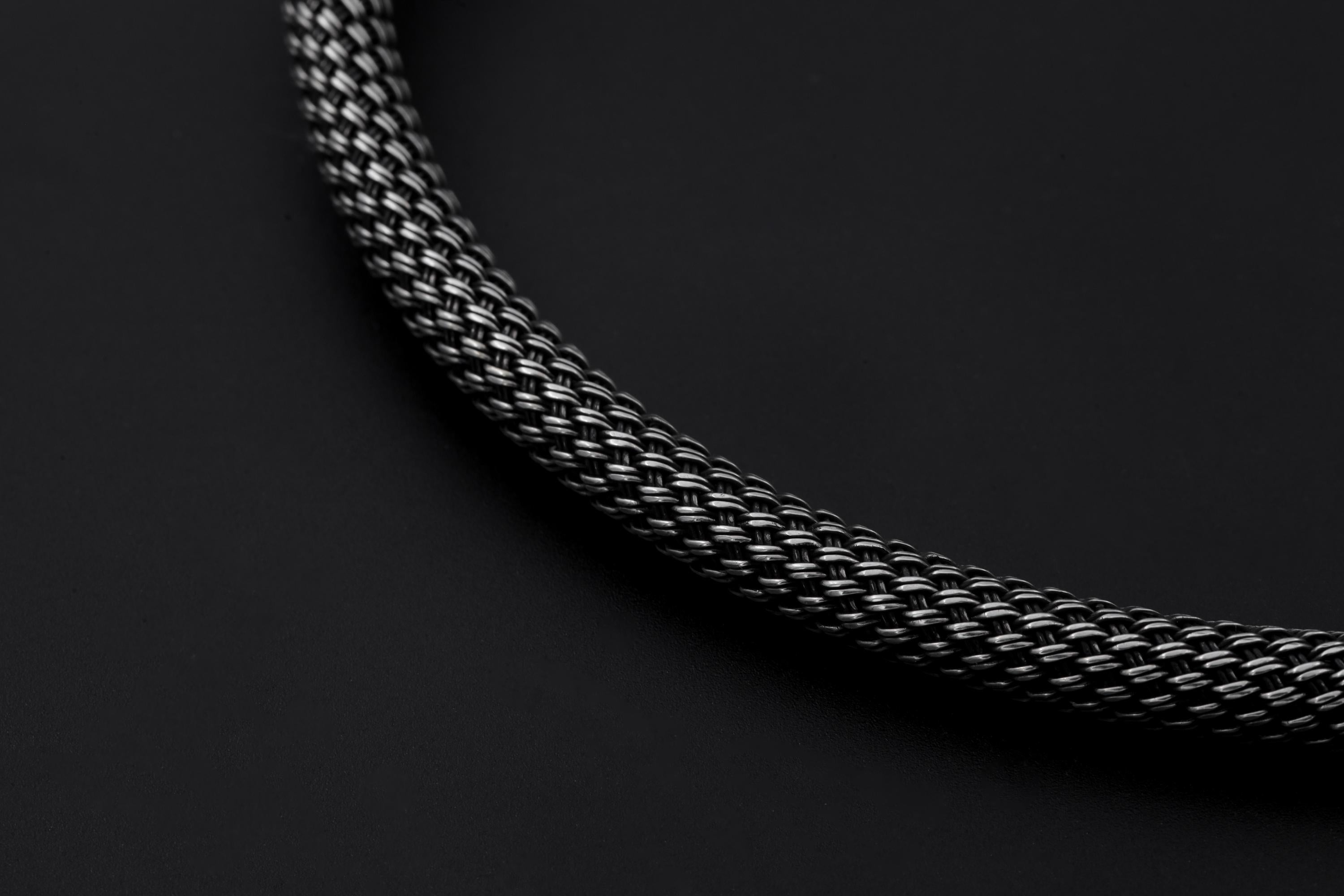 Sterling Silver Mesh Choker Oxidized Silver Collar Minimalist Statement Necklace Handmade Modern Jewelry