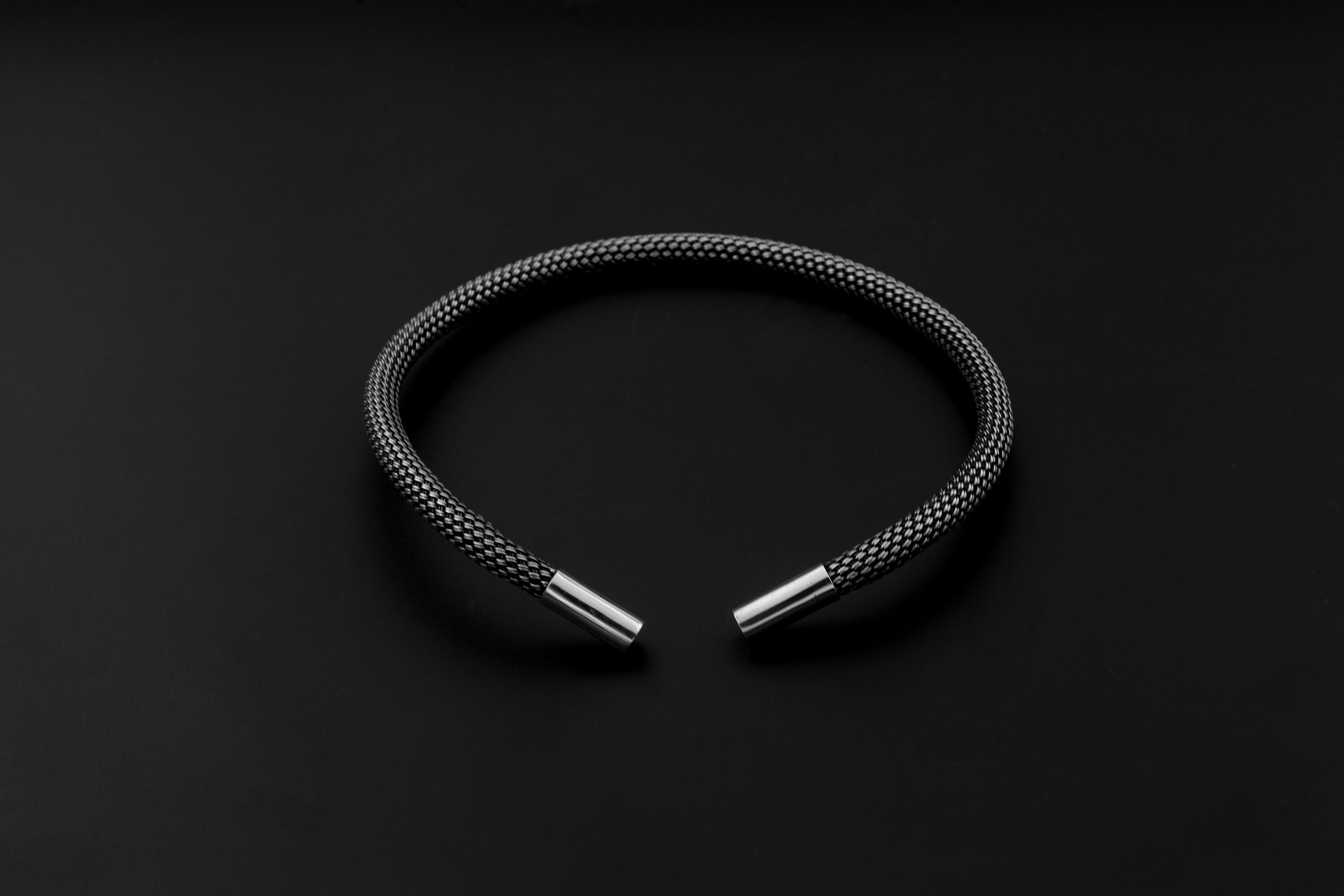 Sterling Silver Mesh Choker Oxidized Silver Collar Minimalist Statement Necklace Handmade Modern Jewelry