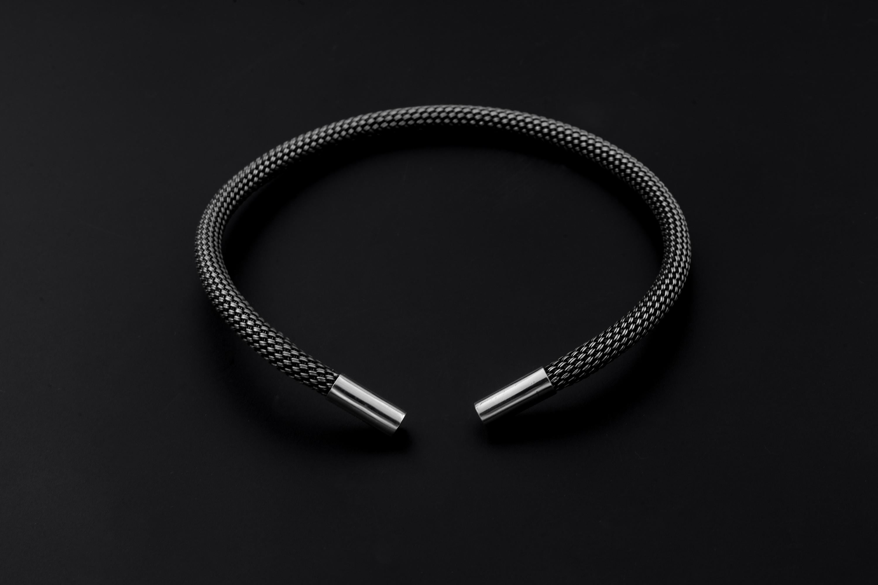 Sterling Silver Mesh Choker Oxidized Silver Collar Minimalist Statement Necklace Handmade Modern Jewelry