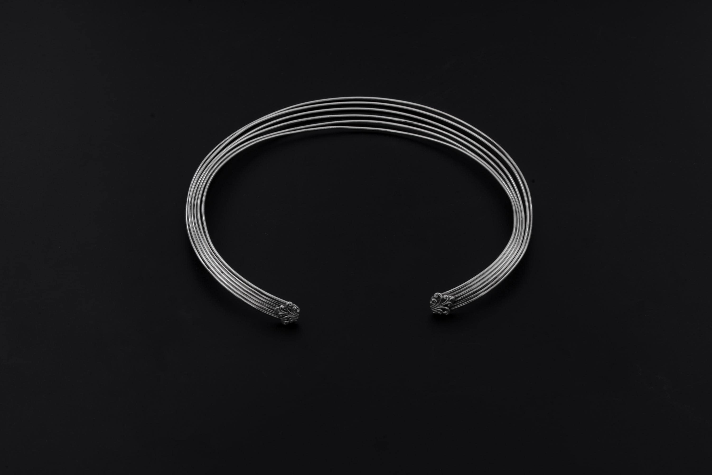 Six Layer Silver Choker 925 Sterling Collar Necklace Handmade Open Cuff High Polish Minimalist Jewelry Gift